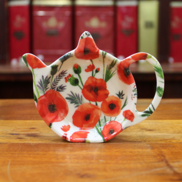 Soucoupe repose sachet coquelicots rouges  - Compagnie Anglaise des Thés