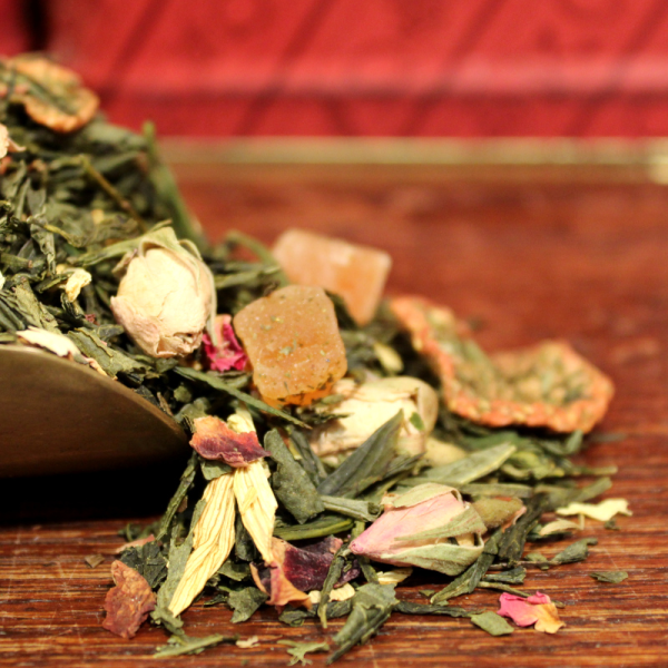 Thé Papaye, Kiwi, Vanille, Boutons de rose en Vrac -Thé vert TROUBADOUR - Compagnie Anglaise des Thés